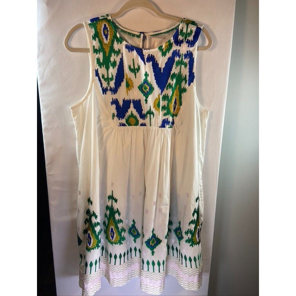 ANTHROPOLOGIE PETITES LARGE WOMENS Embroidered KNEE LENGTH LINED DRESS NEW